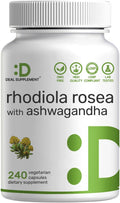 DEAL SUPPLEMENT Rhodiola Rosea with Ashwagandha, 240 Veggie Capsules – Rhodiola Rosea Supplement – Rhodiola & Ashwagandha Blend – Non-GMO