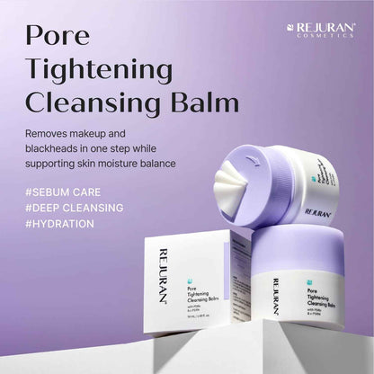 REJURAN® Pore Tightening Cleansing Balm with PDRx & c-PDRN 50ml – Deep Makeup & Blackhead Cleanser with Salmon DNA & Tannin Complex – 3-Step Transforming Balm, Fragrance-Free