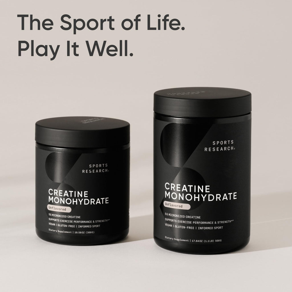 Sports Research Creatine Monohydrate - Gain Lean Muscle, Improve Performance and Strength and Support Workout Recovery* - 5 g Micronized Creatine - 17.64 oz