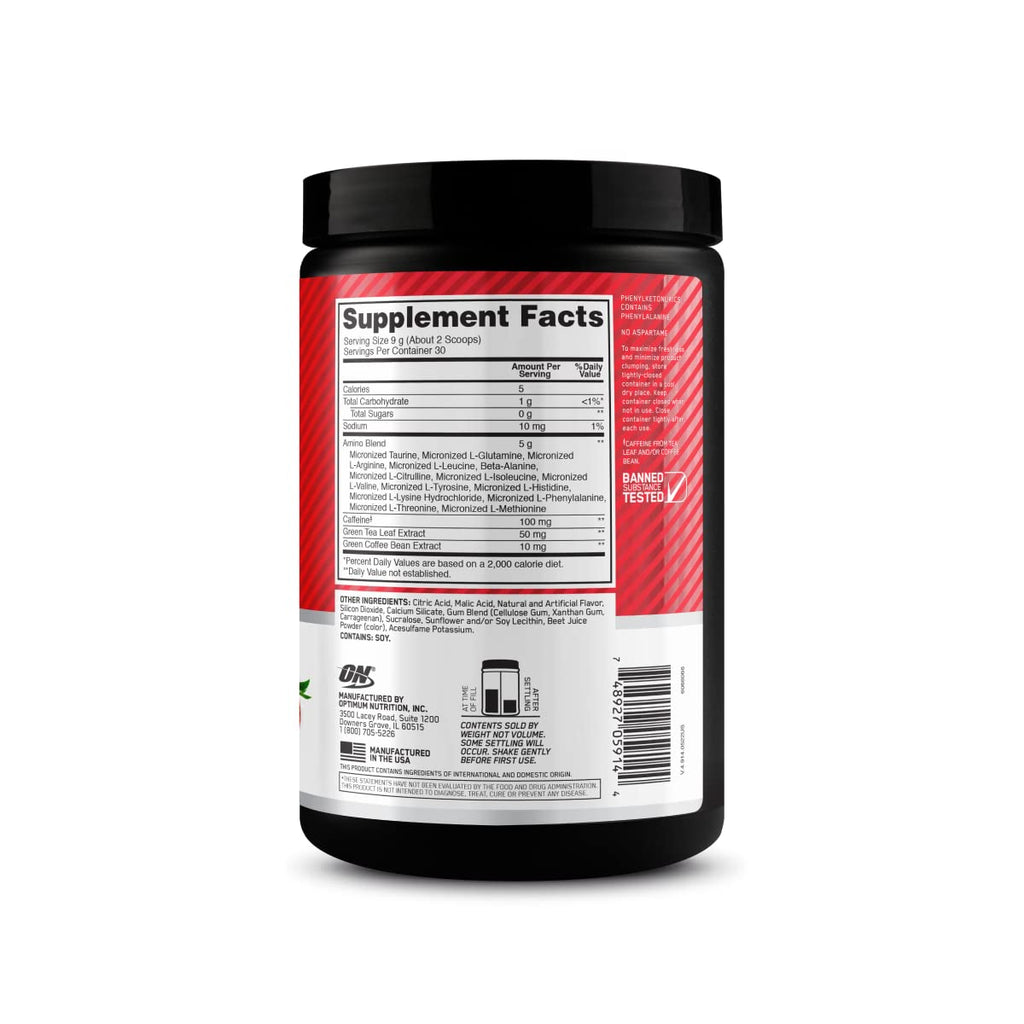 Optimum Nutrition, Amino Energy - Pre Workout with Green Tea, Bcaa, Amino Acids, Keto Friendly, Green Coffee Extract, Energy Powder - Concord Grape, 65 Servings