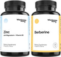 Zinc & Magnesium + Berberine | Zinc Picolinate Magnesium Glycinate Supplements with Vitamin B6 + Berberine 1500mg HCl Supplement | Reproductive Health, Hormone Balance & Immune Support | 30 Day Supply