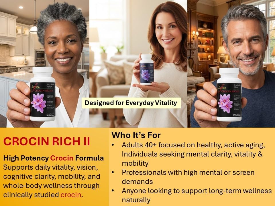 Crocin Mobility, Joint & Balance Support Supplement | CROCIN RICH II, 30CT | 75% Pure Crocin; Saffron's Key Bioactive; Clinically Relevant Dose; Motor Function; Balance; Nerve Health; Active Aging