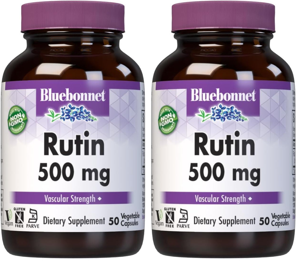 Bluebonnet Nutrition Rutin 500mg (Sophora Japonica) Antioxidant Bioflavonoid for Vascular Support* Vegan, Gluten-Free, Soy-Free - Plant-Based Rutin Supplement - 50 Vegetable Capsules