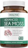Organic Irish Sea Moss Capsules - Organic Sea Moss Capsules with Bladderwrack Burdock Root and Black Pepper Extract for Enhanced Absorption - Vegan Non-GMO & Made in the USA (1 Month Supply)