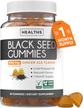 Black Seed Oil Gummies - Natural Ginger Ale Flavor (Non-GMO & Vegan) Cold-Pressed Nigella Sativa Producing Pure Black Cumin Seed Oil - 500mg Per 2 Gummy Serving