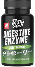 TASTY GAINS - Complete Digestive Enzymes Supplement for Gut Health - Bloating Relief for Men and Women - Enzymes for Digestion - Food Discomfort Relief & Debloat (60 Capsules)