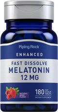 Piping Rock Melatonin 12 mg | 180 Fast Dissolve Tablets | Berry Flavor | Non-GMO, Gluten Free Supplement
