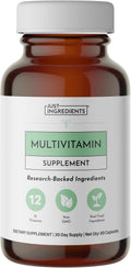 JUST INGREDIENTS Multivitamin - Plant-Based for Muscle & Immune Support - 60 Capsules