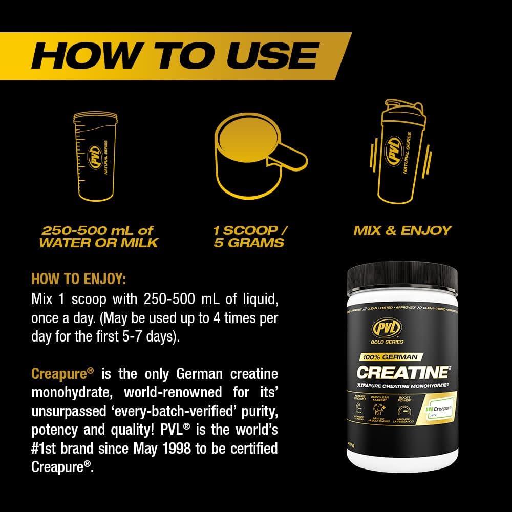 PVL Creapure Creatine – 100% Pure German Creatine Monohydrate Powder-Pharmaceutical Grade Muscle Building Supplement for Strength Training, Pre Workout & Post Workout Protein Support–410g 82 Servings