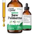 Wild & Organic Saw Palmetto for Men & Women - Urinary Tract & Hair Support - Saw Palmetto Extract Liquid Drops - Add to Tea - Serenoa Repens Berries Supplement - Vegan, Sugar & Alcohol-Free - 4 fl oz