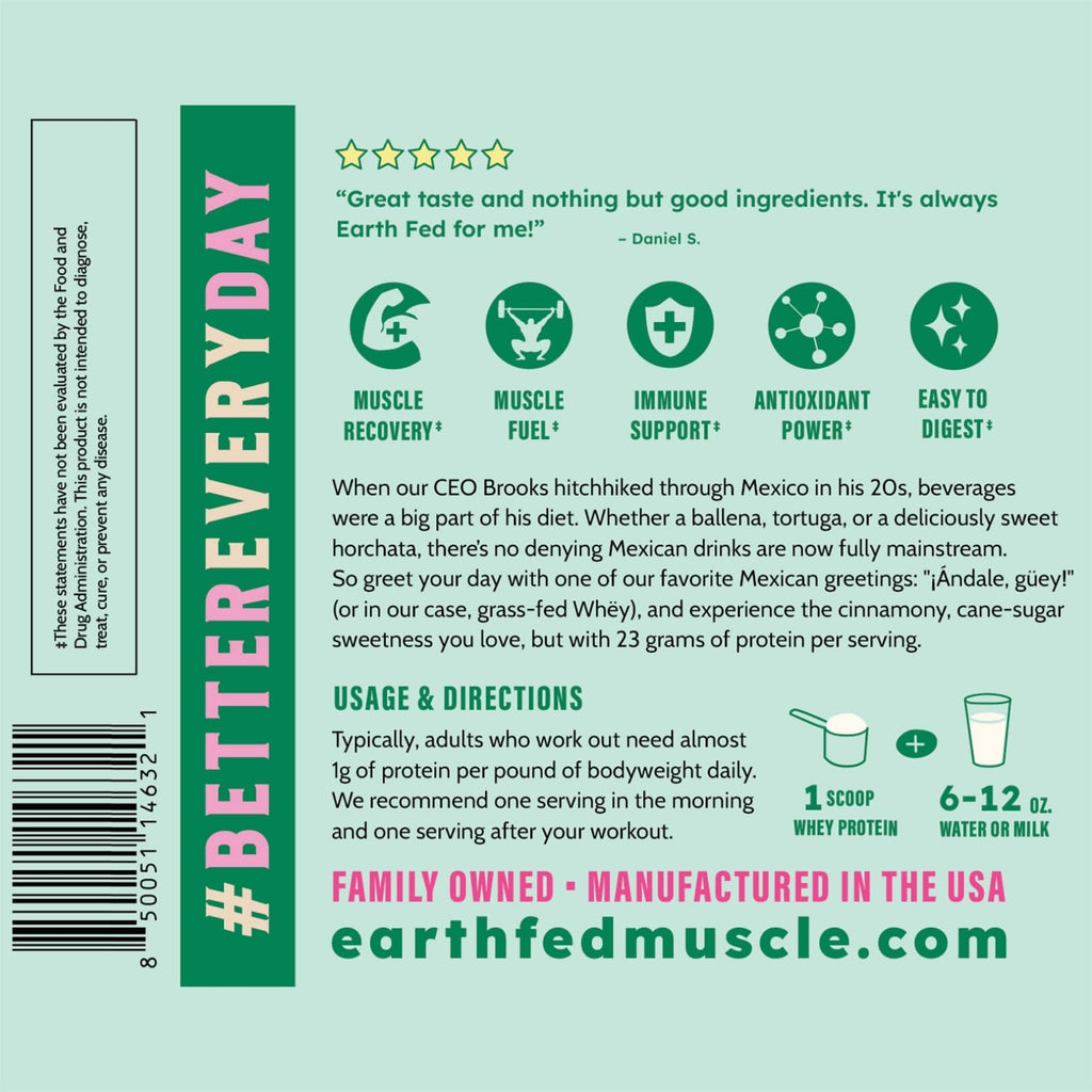 Earth Fed Muscle Whey Back Vanilla Irish Grass Fed Whey Protein Isolate | 25g protein per scoop, Third-Party Certified. Smooth vanilla, zero artificial sweeteners. Cold-processed in Ireland.