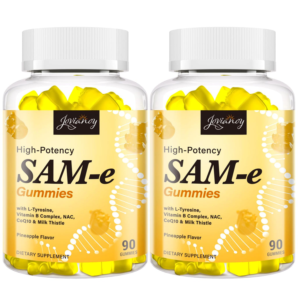 Jovianoy SAM-e Gummies with L-Tyrosine, Vitamin B Complex & NAC, CoQ10, High-Potency SAM-e Supplement - Pineapple Flavor, for Mood, Joint, Cognitive & Liver Detox, Vegan Friendly, 180 Gummies