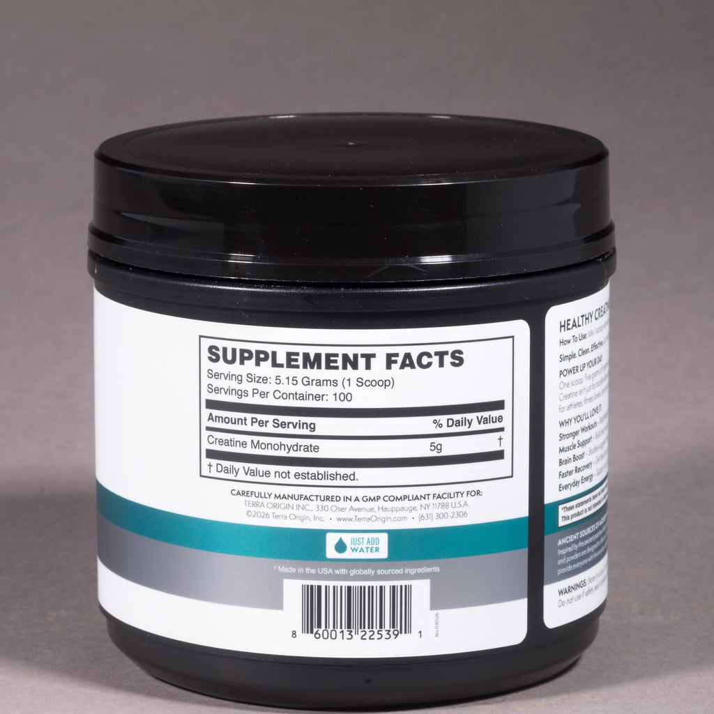 TERRA ORIGIN Healthy Creatine Micronized Monohydrate Powder | 30 Stick Packs | Support for Muscle and Cognitive Performance* | Supplement for Women and Men | Unflavored, Gluten Free, Zero Sugar