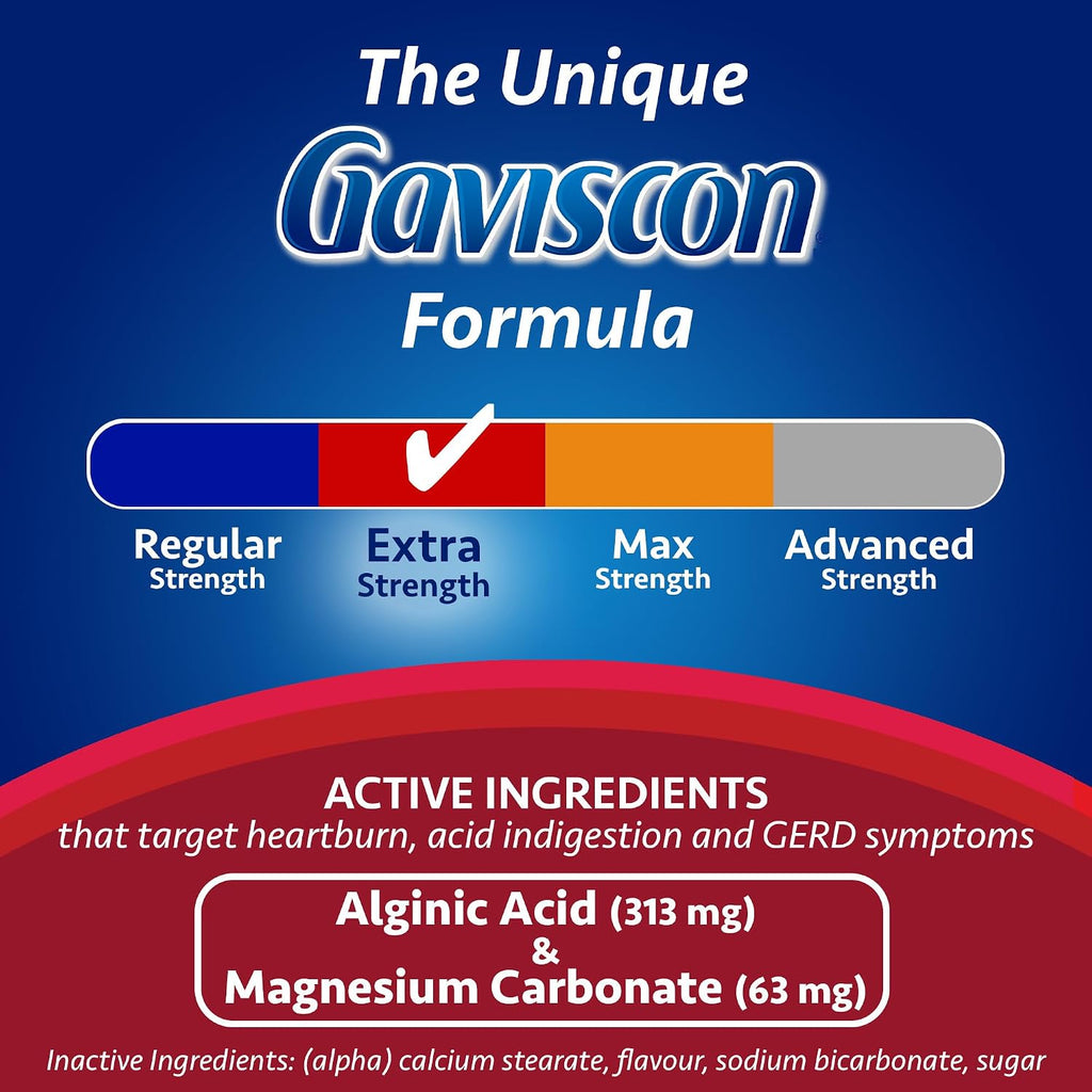 Gaviscon Extra Strength Butterscotch Antacid Tablets 60 Count