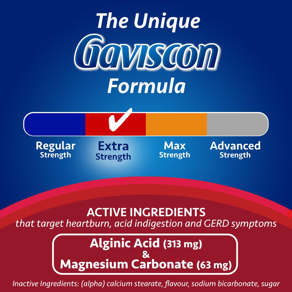 Gaviscon Extra Strength Fruit Antacid 60 Tablets