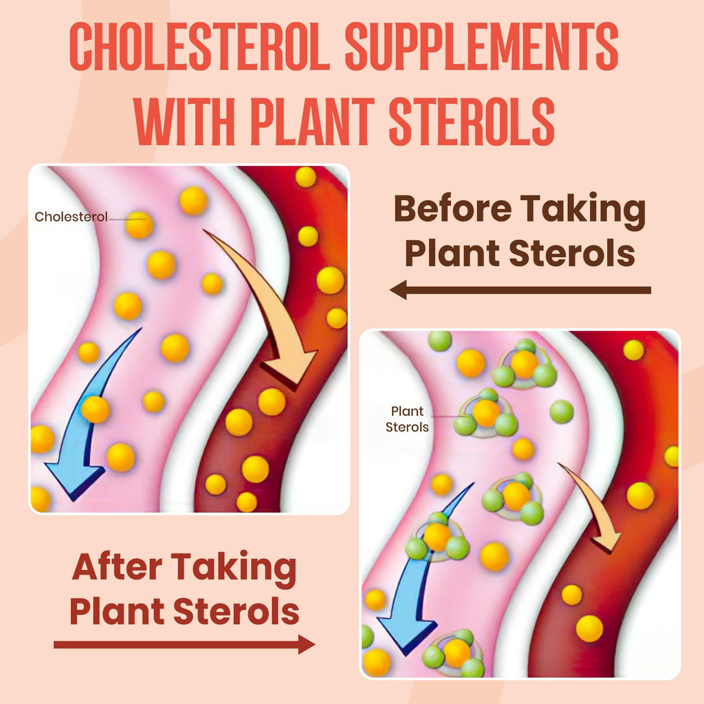 Cholesterol Supplement with Plant Sterols & Stanols, Guggul, Bergamot Orange Extract, Red Yeast Rice, Plant Sterols Complex Gummies, Mixed Berry Flavor, 60 Counts