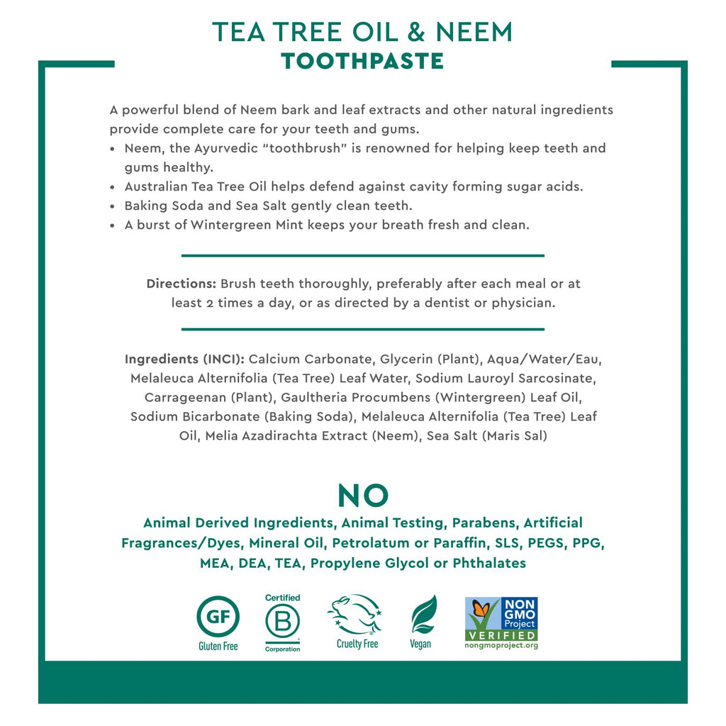 Desert Essence Tea Tree Oil Mint Toothpaste, Fluoride Free, 6.25 oz