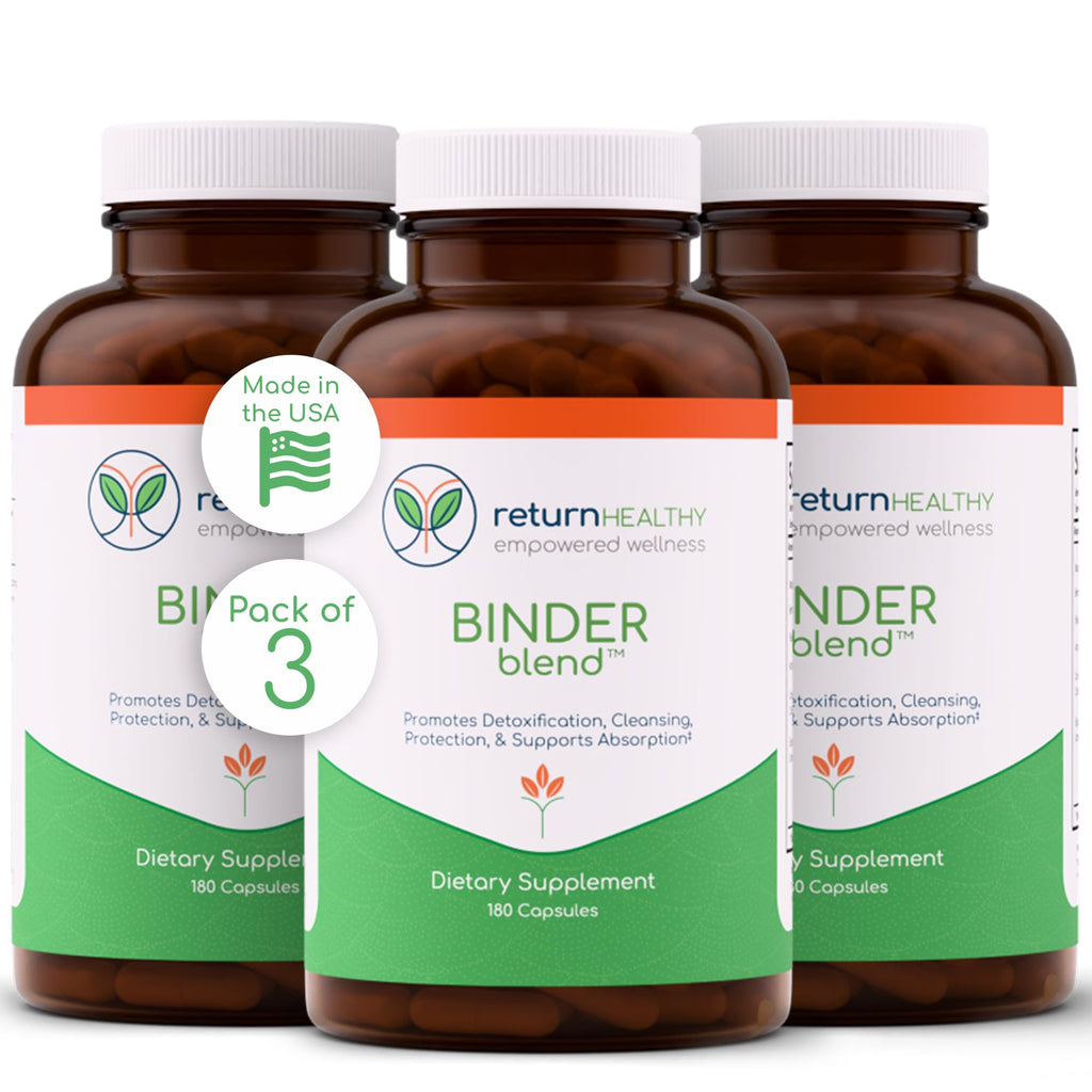 Binder Blend - Toxin Binder Supplement, Detox Capsules for a Healthy Gut - 180 Capsules - 90 Servings - 960mg Activated Charcoal & 480mg Organic Chlorella - Bloating Relief - Bentonite Clay