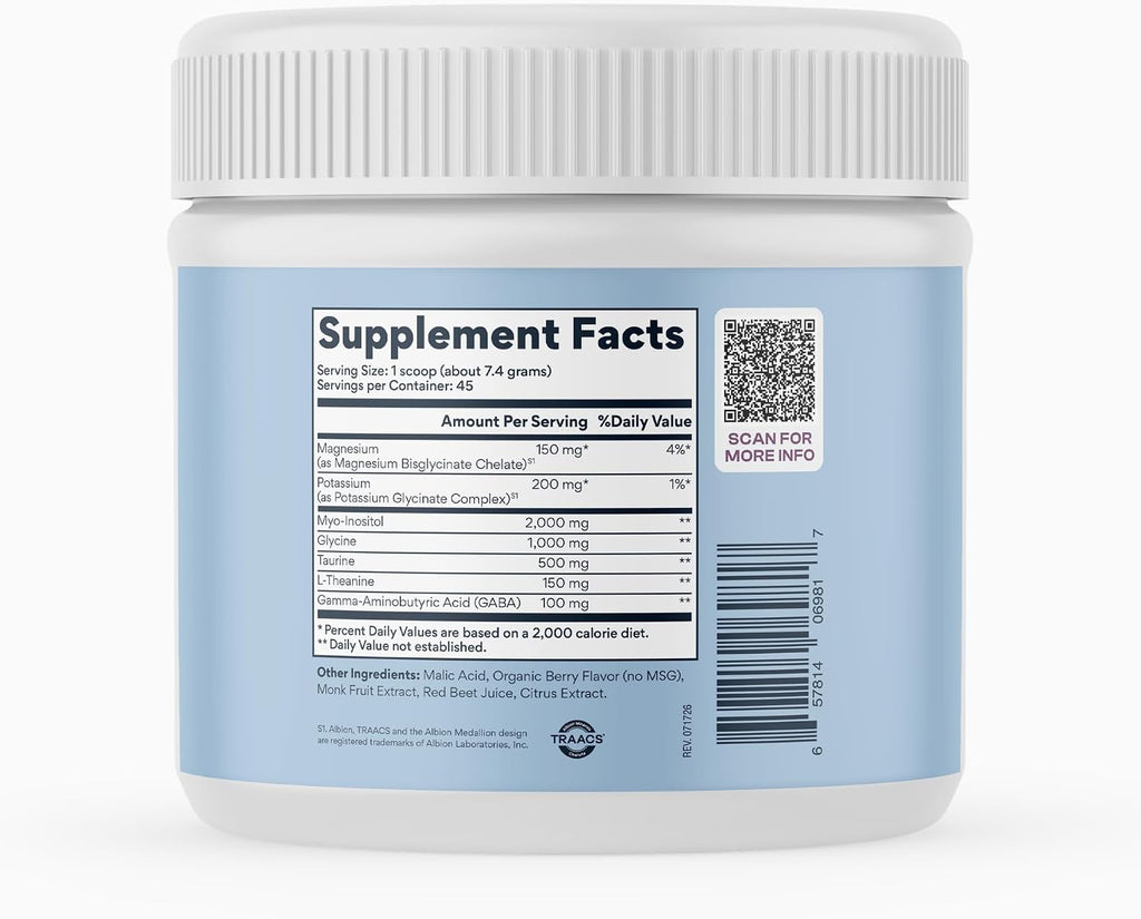 MYOXCIENCE Myo Relax & Calm | Myo-Inositol, L-Theanine, Taurine, Magnesium & GABA | Supports Sleep, Neurotransmitter & Hormone Support (Berry Flavor) (60 Servings)