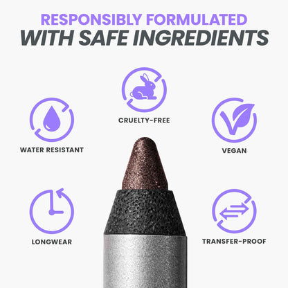 Wonderskin Eyeliner Pencil, 1440 Longwear Brown Glitter Eyeliner Pencil - Waterproof, Sharpenable & Smudge Proof (Gold Mocha)