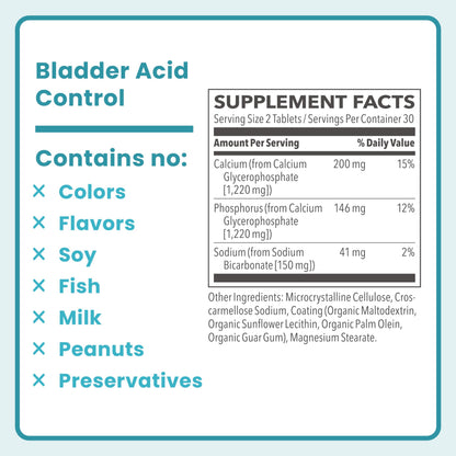 LifeSeasons Femetry Bladder Acid Control - Support for Interstitial Cystitis - Reduce Urine Acidity in The Bladder - Eases Flares Caused by Eating or Drinking Acidic Foods - 60 Tablets