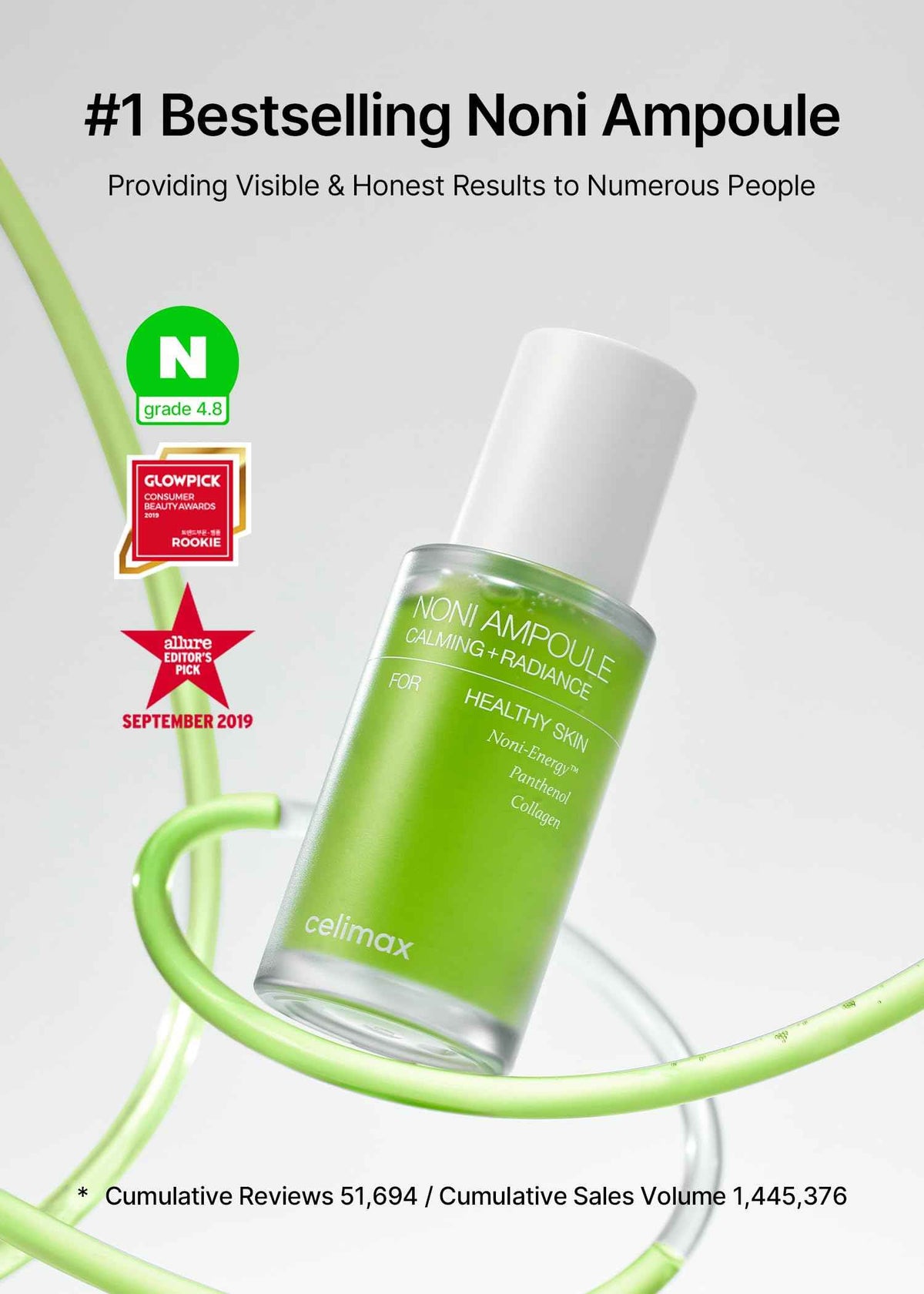 celimax Noni Energy Ampoule 50ml | with Noni Extract, Hydrating, Moisturizing & Soothing Serum for Wrinkles & Fine Lines, Mild Ampoule For Face