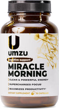 UMZU Miracle Morning Energy Support Supplement, 30 Day Supply | PurCaf Caffeine and Theacrine, Organic Ingredients, Morning Energy, Focus and Mood Support, Daily Energy and Focus Supplement