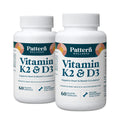 Pattern Wellness Vitamin K2 & D3 Supplement with Calcium – Bone Health, Circulatory Wellness & Immune Support - Non-GMO - 60 Capsules