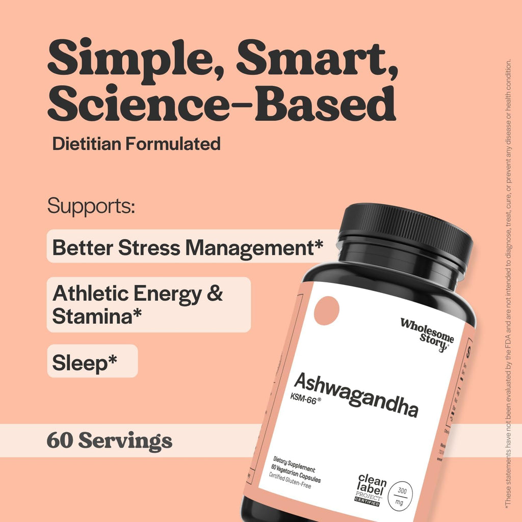 Vegan KSM 66 Ashwagandha Capsules| High Potency 5% Withanolides | Ashwagandha Root Extract Supplements | Ashwagandha 300mg | Stress Management & Well Being Support | 60 Ashwaganda Pills