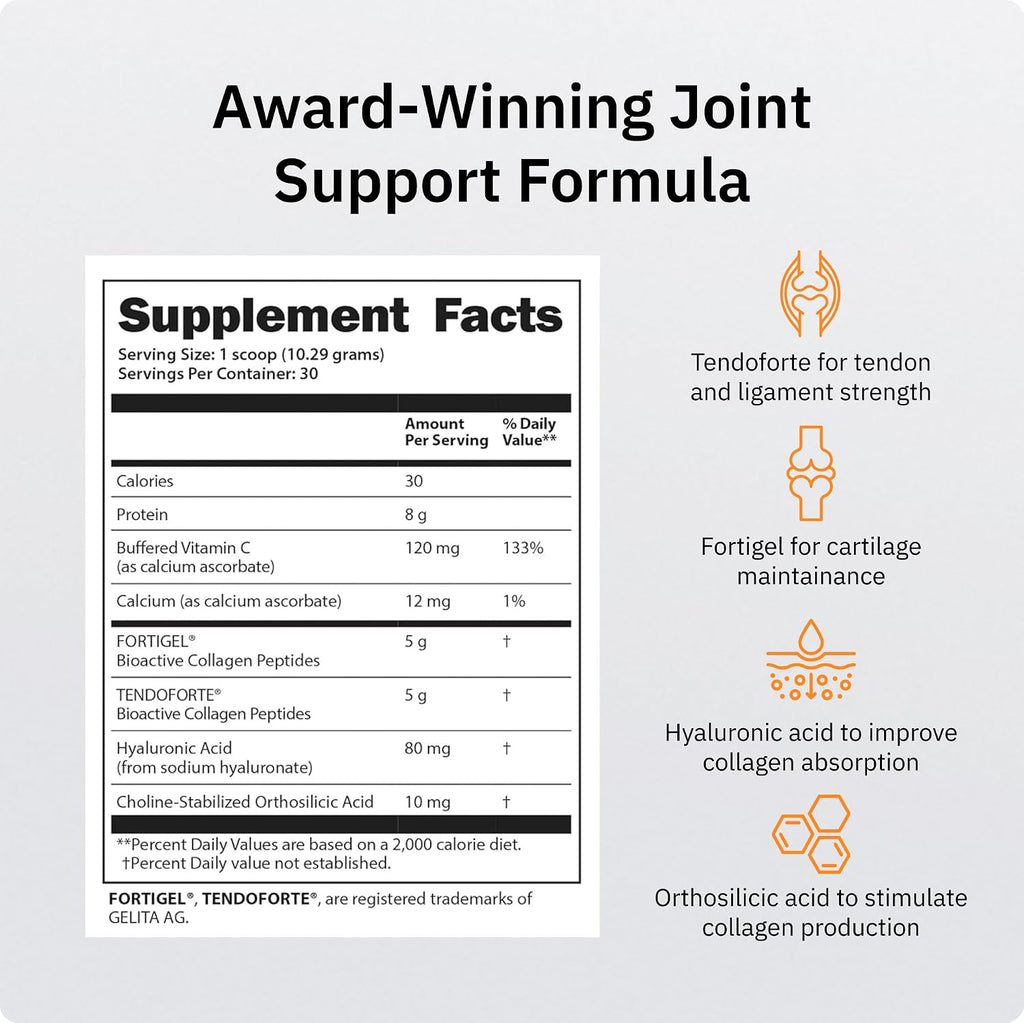 SaltWrap Collagen Synthesis Peptides for Joint and Tendon Recovery | NSF Certified for Sport, Patented Tendoforte and Fortigel Support Cartilage Repair, Unflavored Collagen Powder Supplement