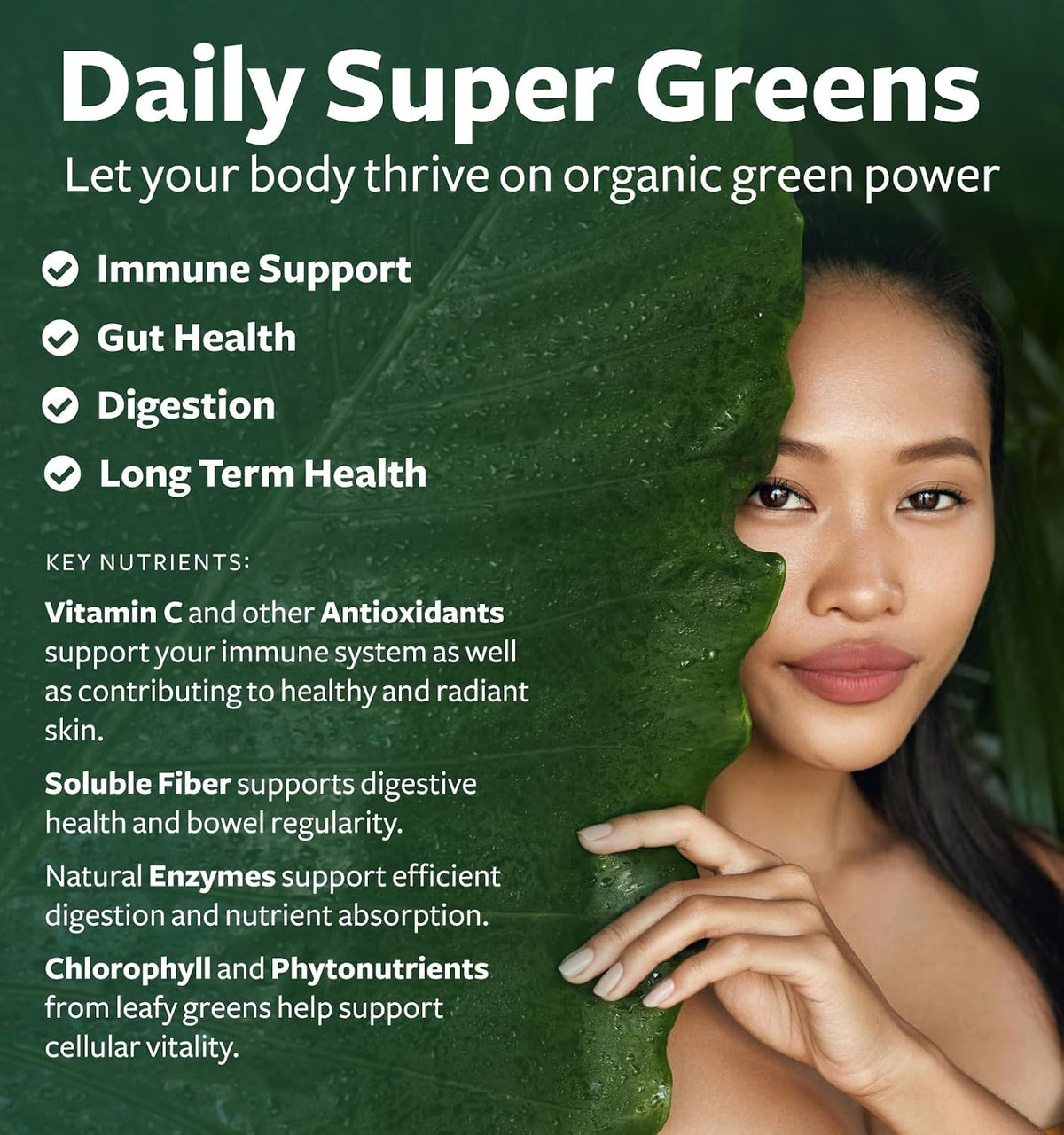 USDA Organic Super Greens Supplement - Organic Greens Fruits and Vegetable Supplement for Adults with 28 Superfood Complex with Superfruits Roots Herbs & More - Vegan & Non-GMO (Up to 3 Month Supply)