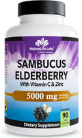 NaturaLife Labs Sambucus Elderberry Capsules – with Vitamin C & Zinc – Immune Support Supplement – 90 Vegan Capsules – Non-GMO & Gluten-Free