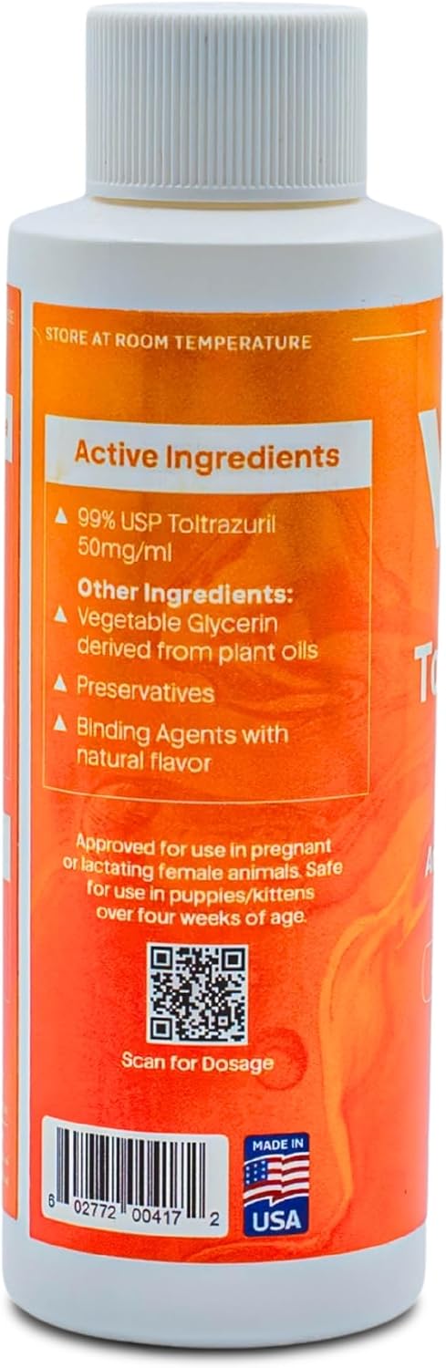 Toltrazuril 5.0% for Horses, Dogs, Cats, 120mL/4 Ounce, for Non-Food Chain Animals