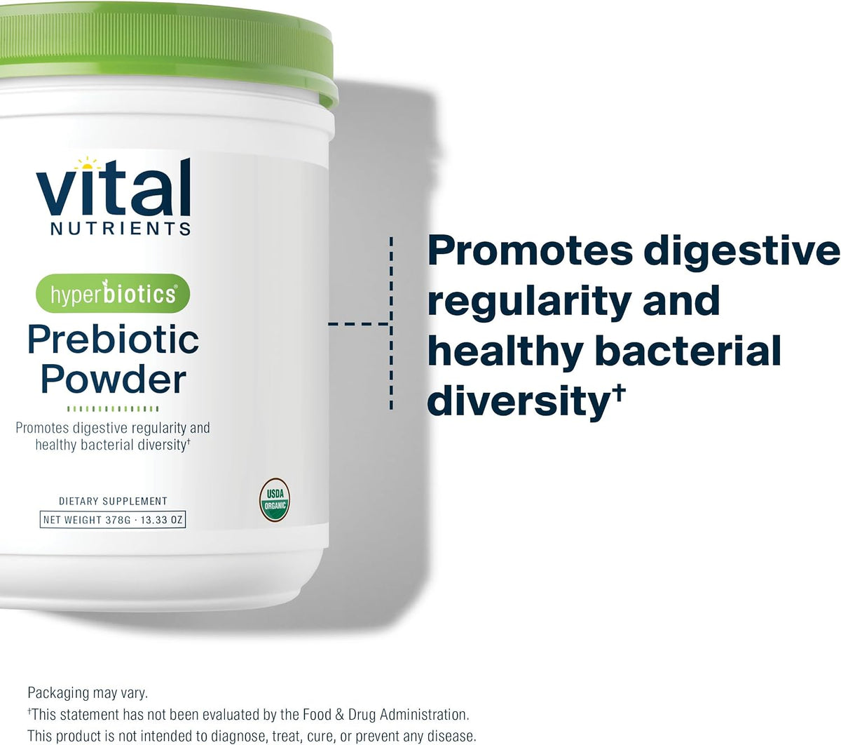 Hyperbiotics Vital Nutrients Organic Prebiotic Fiber Powder | Supports Gut Health and Digestive Regularity | Soluble Fiber Supplement for Women and Men | Vegan Organic Fiber Powder | 54 Servings