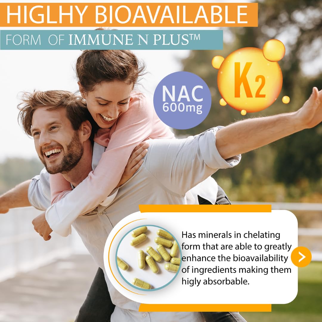 (60 Capsules), NAC 600mg, Quercetin 1,000mg, Vitamin C 500mg, Zinc 50mg, Vitamin D3 5,000iu, Selenium, Copper, Acerola, Ginger, Rutin, Citrus Bioflavonoids, Rose Hips, Echinacea, Immune N Plus 15 in 1 KAPPA NUTRITIONBuy Supplements Australia