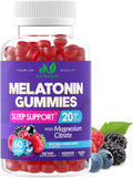 Melatonin 20mg Gummies with Magnesium Citrate - Maximum Strength Sleep Aid for Adults with 10mg of Melatonin Per Gummy - Gluten-Free, Non-GMO, Vegetarian, Mixed Berry Flavor - 60 Gummies