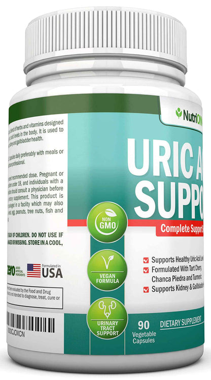 Uric Acid Flush - Herbal Uric Acid Cleanse Supplement - With Tart Cherry, Celery Seed Extract, Chanca Piedra, Devil’s Claw & Green Coffee Bean - Vegan