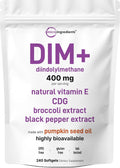 Micro Ingredients DIM+ Supplement 400mg for Men & Women | 240 Softgels with Pumpkin Seed Oil | Highly Bioavailable 7-in-1 Complex with Vitamin E, CDG, Broccoli & Black Pepper Extract