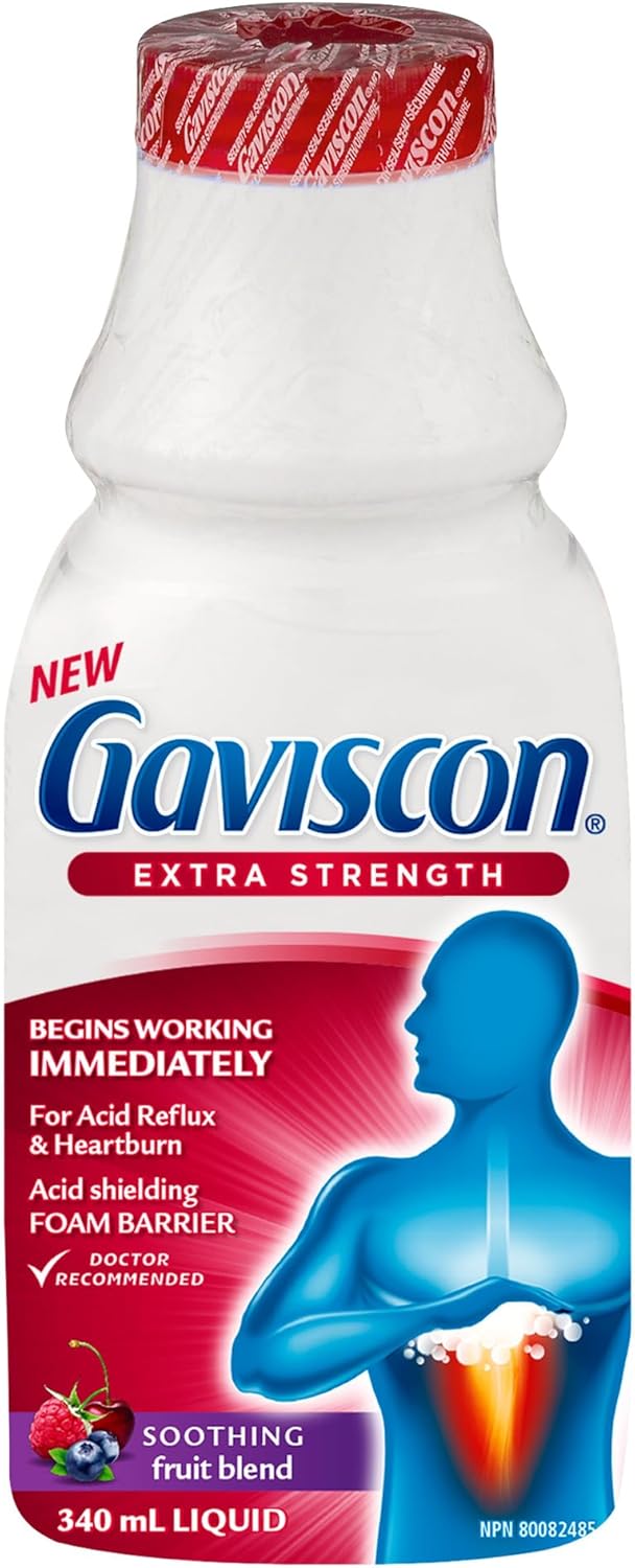 Gaviscon Gaviscon Extra Strength Liquid Fruit | Long-Lasting Acid Reflux and Heartburn Relief | 340ml 1 Count