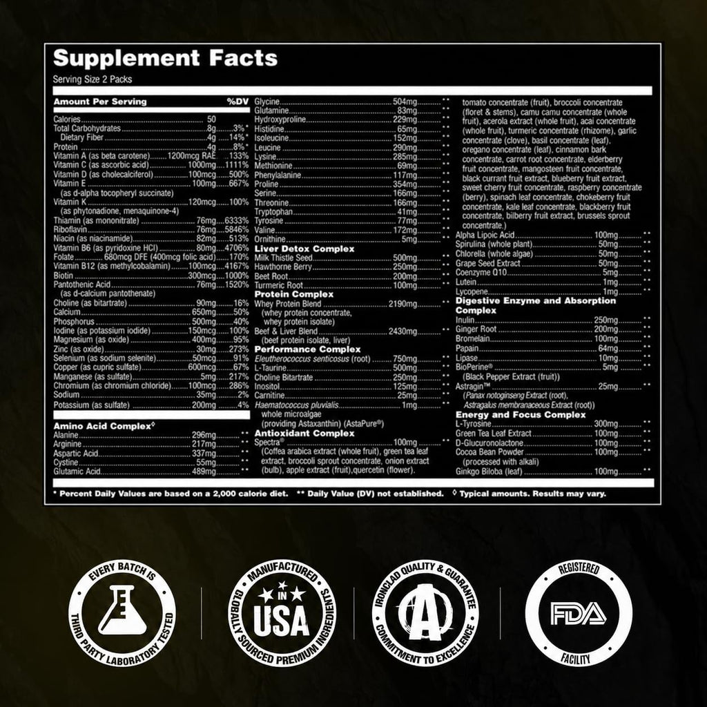 Animal Pak Multivitamin Supplement for Men & Women | 44 All-in-1 Pill Packs | 85 Nutrients | Daily Vitamins B, C, D & Zinc | Strength, Recovery, Energy, Liver, Metabolism, Immunity & Gut Health Support