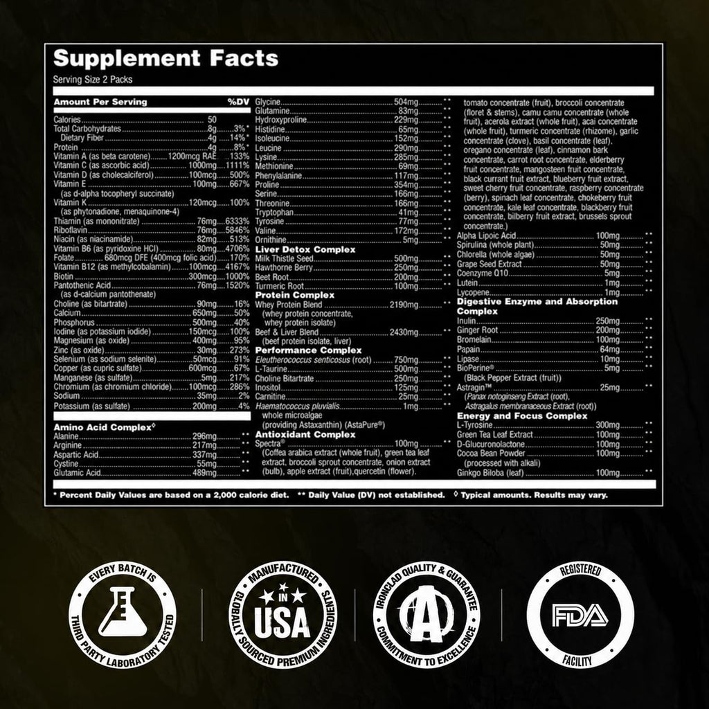 Animal Pak Multivitamin Supplement for Men & Women | 44 All-in-1 Pill Packs | 85 Nutrients | Daily Vitamins B, C, D & Zinc | Strength, Recovery, Energy, Liver, Metabolism, Immunity & Gut Health Support