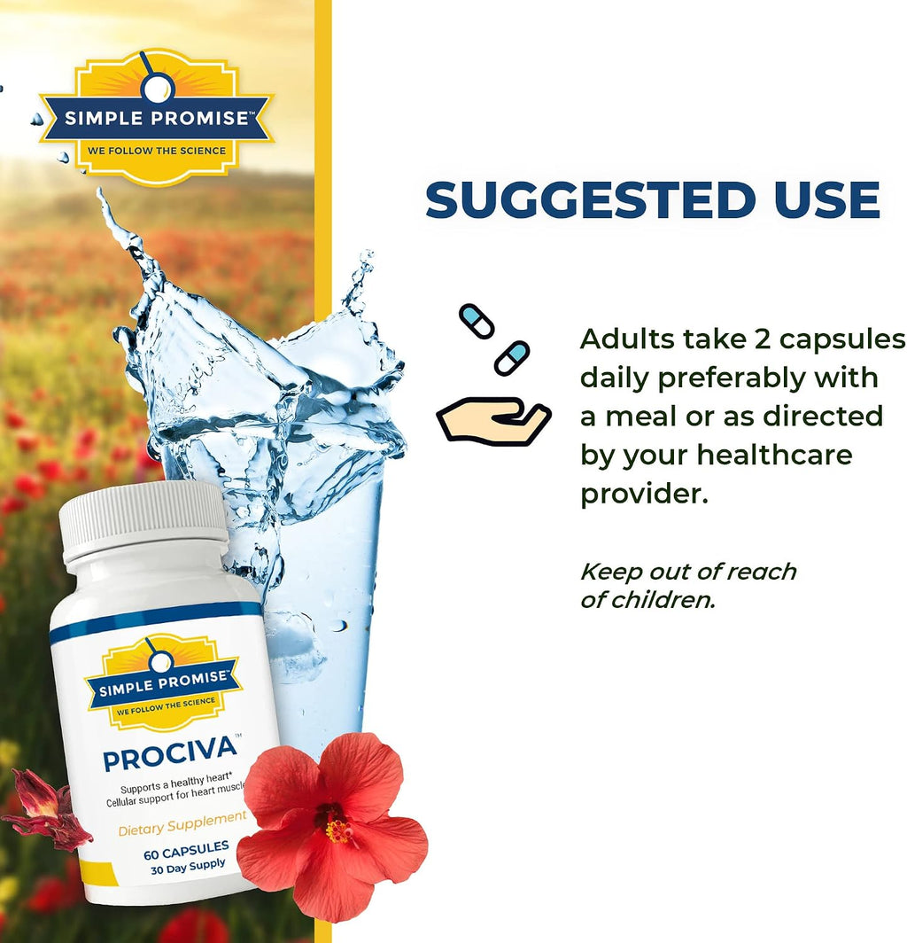 Prociva - Arjuna Bark Extract Supplement - Healthy Blood Pressure Support | Ayurvedic Heart Formula, Circulation and Rhythm Support, Folic Acid and Magnesium, Simple Once-Daily Routine, Non-GMO