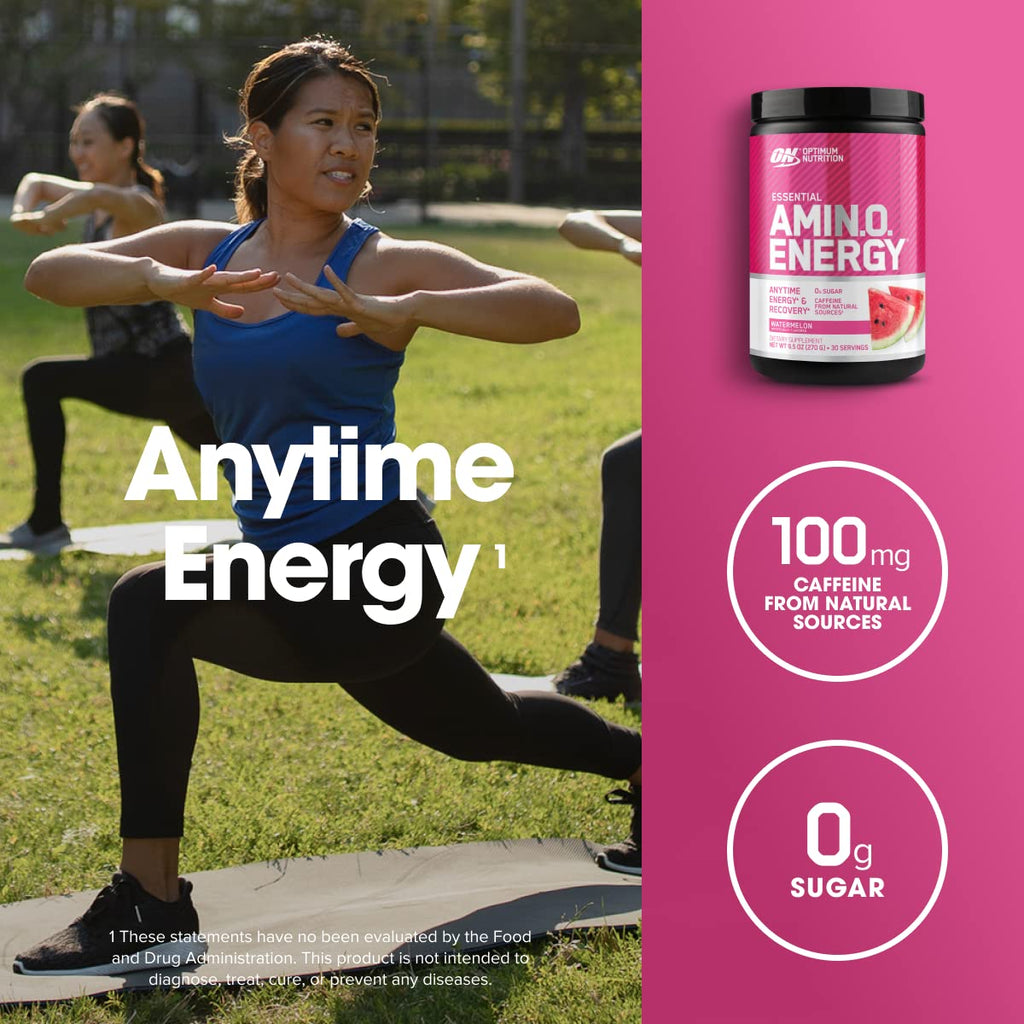 Optimum Nutrition, Amino Energy - Pre Workout with Green Tea, Bcaa, Amino Acids, Keto Friendly, Green Coffee Extract, Energy Powder - Concord Grape, 65 Servings