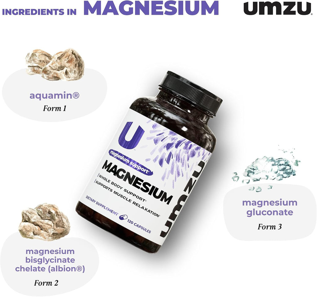 UMZU Daily Magnesium Complex Capsules, 30 Day Supply | 3 Bioavailable Magnesium Forms, High Absorption, Energy and Metabolism Support, Muscle Relaxation, Calmness, Daily Wellness