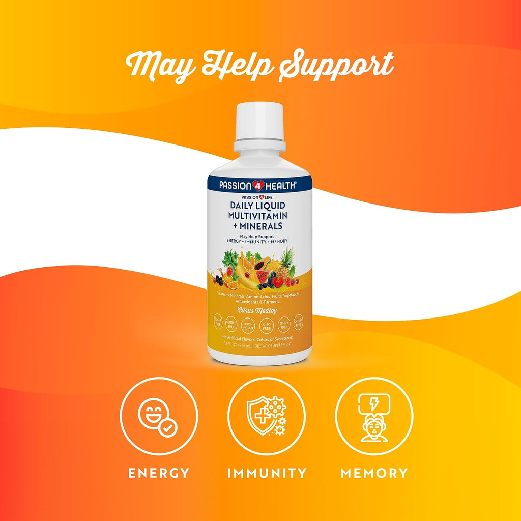 Passion 4 Life Liquid Multivitamin Plus Organic Liquid D3K2 Omega 3