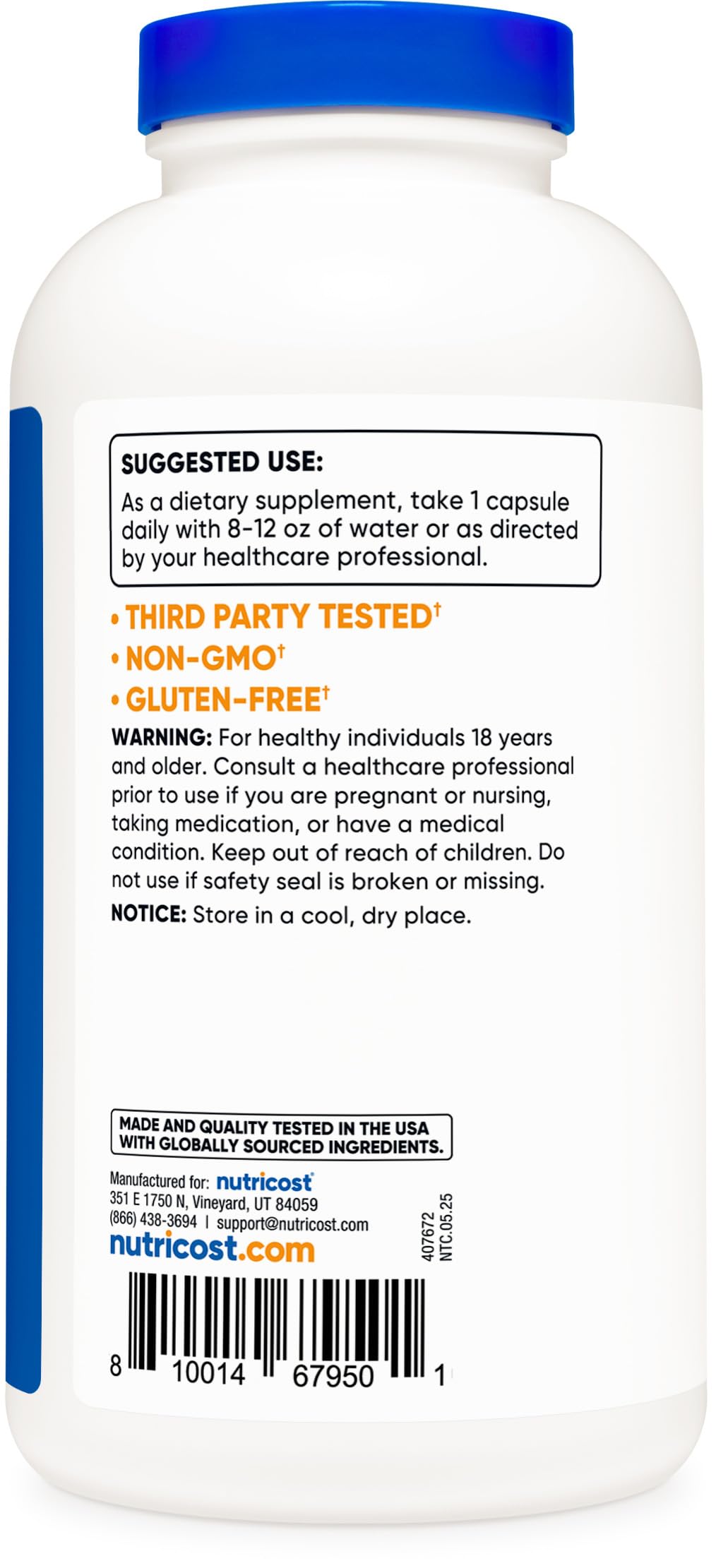 Nutricost Taurine 1000mg, 400 Capsules