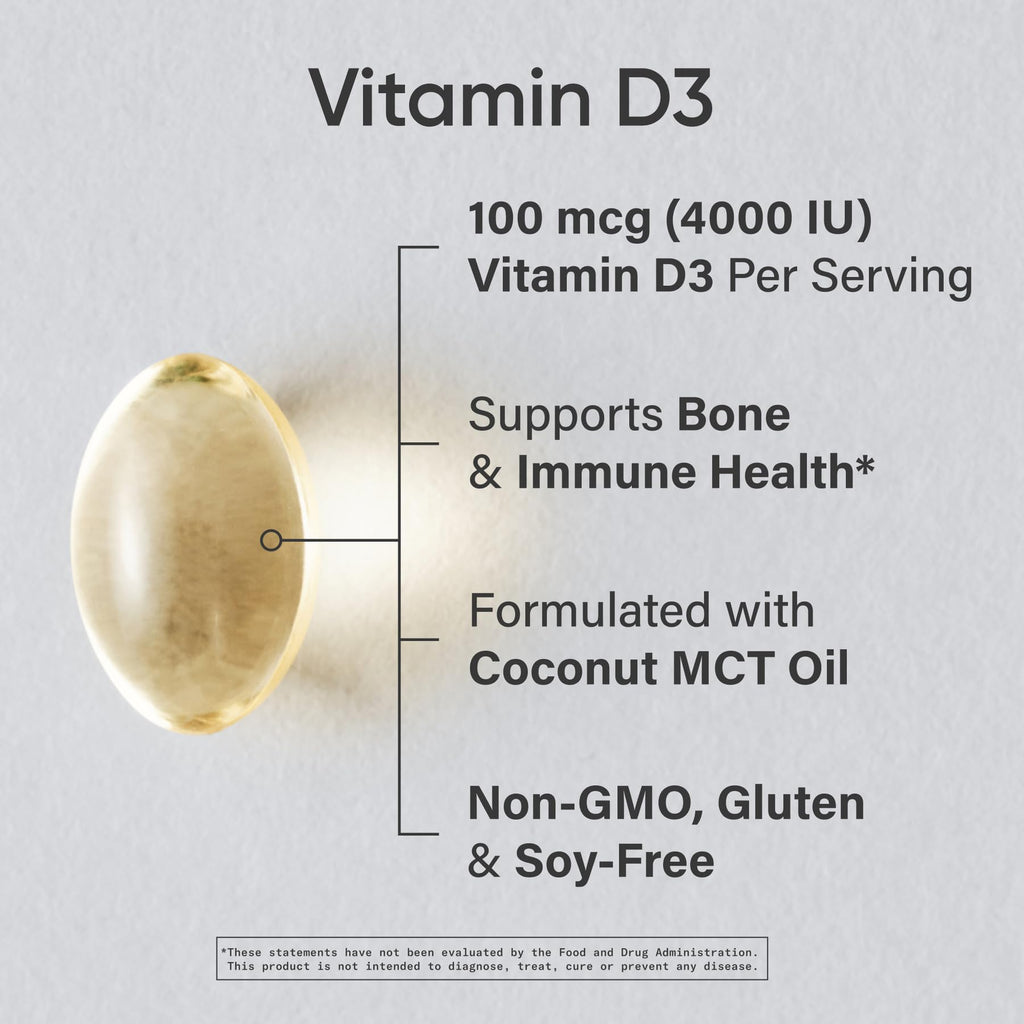 Sports Research Vitamin D3 5000 IU with Coconut MCT Oil - High Potency Vitamin D Supplement for Immune & Bone Support - Non-GMO Verified, Gluten & Soy Free – 125mcg, 360 Liquid Softgels