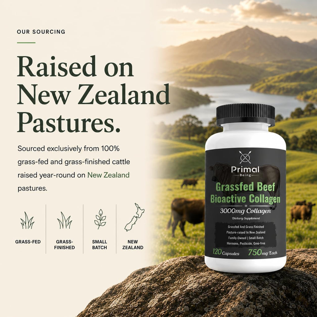 Primal Being Grassfed Beef Cartilage Collagen (Type I-V & XI)- Supports Hair, Skin, Nails, Joint Health, Immunity, Digestion, Post Exercise Recovery - 120 Capsules, 3000 mg per Serving