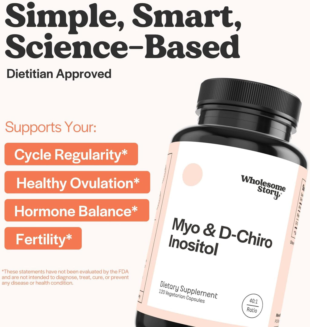 Myo & D Chiro Inositol + Zinc Magnesium | Myo-Inositol & D-Chiro Inositol & Zinc Picolinate, Magnesium Glycinate + Vitamin B6 | Supports Horomone Balance, Reproductive & Fertility Health | 30 Servings
