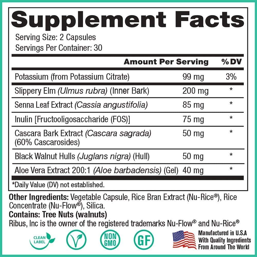 Peak Pure & Natural Colon Support - Colon Cleanse and Detox Supplement for Digestive Health - Gut Health Support with Inulin and Senna Leaf Extracts - with Fiber, Prebiotics, and Probiotics - 1 Pack